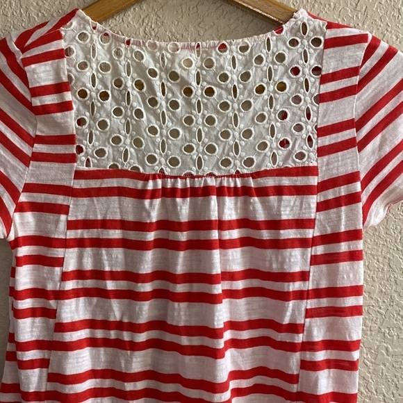 ANTHROPOLOGIE meadow Rue red and white knit and white eyelet Tunic top - Picture 6 of 8